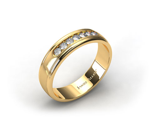 14k Yellow Gold 6mm Channel Set Diamond Wedding Ring